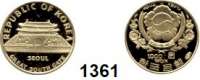 AUSLÄNDISCHE MÜNZEN,Korea/Nord  1000 Won 1970 (3,48g fein).  Großes Südtor.  Schön 65.  KM 14.1.  Fb. 5.  GOLD.