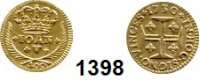 AUSLÄNDISCHE MÜNZEN,Portugal Johann V. 1706 - 1750 400 Reis (Cruzado) 1730.  1,15 g.  KM 201.  Fb. 100.  GOLD.
