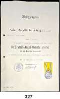 Orden, Ehrenzeichen, Militaria, Zeitgeschichte,Deutschland Sachsen Friedrich-August-Medaille in Silber.  Am Kriegsband.  Dazu das Besitzzeugnis vom 26. Januar 1917.  Für einen Unteroffizier im I. Landsturm-Infanterie-Ersatz-Bataillon Gent (III/36).