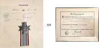 Orden, Ehrenzeichen, Militaria, Zeitgeschichte,Deutschland Preussen Verdienstkreuz für Kriegshilfe am Band.  Dazu das Besitzzeugnis für den Stadtbaumeister Dr. Ing. Rudolf Gleye, z. Zt. Regierungsbaumeister bei der Artillerie-Prüfungskommission.  Berlin, den 14. 8. 1918.