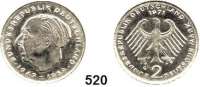 B U N D E S R E P U B L I K,Verprägungen und Kuriositäten  2 Mark 1971 G.  Heuss.  Fehlprägung - Geprägt auf dünnem Schrötling (magnetisch).  3,65 g statt 7 g.  Jaeger 407.