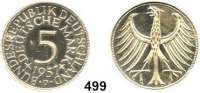 B U N D E S R E P U B L I K,  5 Mark 1957 D.  Jaeger 387.  Auflage 100 Exemplare.  Mit Foto-Gutachten (01.03.1995 Krell, Herborn).