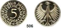 B U N D E S R E P U B L I K,  5 Mark 1964 G.  Jaeger 387.  Auflage 600 Exemplare.