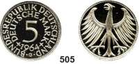 B U N D E S R E P U B L I K,  5 Mark 1964 G.  Jaeger 387.  Auflage 600 Exemplare.