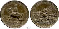Deutsche Münzen und Medaillen,Preußen, Königreich Friedrich II. der Große 1740 - 1786 Bronzemedaille 1757 (unsigniert).  Auf die Siege bei Roßbach und Lissa.  Der König zu Pferd links vor Feldlager. /  Schlachtfeld.  48,5 mm.  34,68 g.  Olding 611, Anm. 1.  Friedensburg/Seger 4365.
