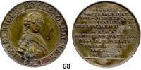 Deutsche Münzen und Medaillen,Preußen, Königreich Friedrich II. der Große 1740 - 1786 Bronzegußmedaille. Spottmedaille 1759 (unsigniert).  Auf das Verhältnis Friedrichs des Großen zu den Reichsstädten Frankfurt und Nürnberg, den verbündeten Städten Bayreuth und Ansbach sowie den Bischofsstädten Bamberg und Würzburg.  Brustbild von vorn rechts. /  Schrift in elf Zeilen.  42,5 mm.  15,03 g.  Olding 668. J.u.F. 817.  Fischer/Maué 5.0008.