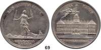 Deutsche Münzen und Medaillen,Preußen, Königreich Friedrich II. der Große 1740 - 1786 Silbermedaille 1763 (J. L. Oexlein).  Auf den Frieden von Hubertusburg.  Germania mit Zepter und Ähre vor friedlicher Landschaft. /  Schwebende Friedensgöttin über dem sächsischen Jagdschloß.  45,5 mm.  21,86 g.  Olding 931.  Friedensburg/Seger 4454.  Slg. Montenuovo 1907.