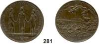 M E D A I L L E N,Befreiungskriege  Messingmedaille 1813 (Stettner).  Auf die Schlacht bei Hanau.  Die drei Monarchen in Uniform von vorn. / Der gekrönte preußische Adler verfolgt den französischen.  Darunter die Darstellung der Schlacht, im Hintergrund die Stadt.  33 mm.  8.73 g.  Olding 252.  Slg. Henckel 4793.  Marienburg 5337.  Slg. Julius 2698.  Bramsen 1273.