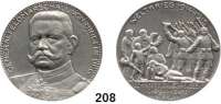 M E D A I L L E N,Personen Hindenburg, Paul von Silbermedaille 1915 (Heinrich Missfeldt bei Oertel, Berlin).  Auf die Befreiung Ostpreußens.  Brustbild von vorn links. / Volk beim Abschied der Soldaten.  Rand : SILBER 990.  35,5 mm. 18,21 g.  Zetzmann 4082 var.