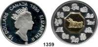 AUSLÄNDISCHE MÜNZEN,Kanada Elisabeth II. 1952 - 2022 15 Dollars 1999 (Zentralmotiv vergoldet).  Chinesisches Jahr des Hasen.  Schön 347.  KM 331.  Im Originaletui mit Zertifikat.  LOT. 2 Stück.