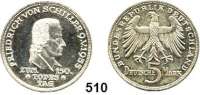 B U N D E S R E P U B L I K,  5 Mark 1955 F.  Jaeger 389.  Friedrich von Schiller.