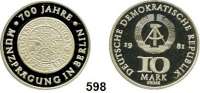 Deutsche Demokratische Republik,  10 Mark 1981    700 Jahre Münzprägung in Berlin.  Goldgulden-Probe.  Mit Foto-Gutachten (07.11.1995, Krell/Herborn).