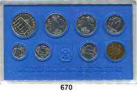 Deutsche Demokratische Republik,K U R S S Ä T Z E  Kurssatz 1984.  1 Pfennig bis 5 Mark Brandenburger Tor.