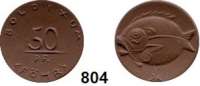 P O R Z E L L A N M Ü N Z E N,S T Ä D T E M Ü N Z E N Boldixum 50 Pfennig o.J. (1920) braun.  Gipsform.  Menzel 3147.3