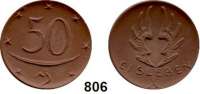 P O R Z E L L A N M Ü N Z E N,S T Ä D T E M Ü N Z E N Eisleben 50 Pfennig o.J.(1921) braun.  Gipsform.  Menzel 6324.1.