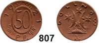 P O R Z E L L A N M Ü N Z E N,S T Ä D T E M Ü N Z E N Gollnow 50 Pfennig 1921 braun.  Gipsform.  Menzel 9297.1.