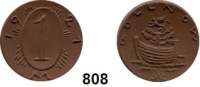 P O R Z E L L A N M Ü N Z E N,S T Ä D T E M Ü N Z E N Gollnow 1 Mark 1921 braun.  Gipsform.  Menzel 9297.3.