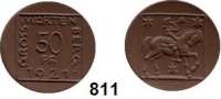 P O R Z E L L A N M Ü N Z E N,S T Ä D T E M Ü N Z E N Groß-Wartenberg 50 Pfennig 1921 braun.  Gipsform.  Menzel 9859.2.  (ohne Manufakturzeichen).