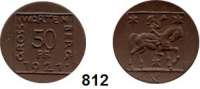 P O R Z E L L A N M Ü N Z E N,S T Ä D T E M Ü N Z E N Groß-Wartenberg 50 Pfennig 1921 braun.  Gipsform.  Menzel 9859.2.