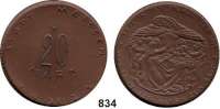 P O R Z E L L A N M Ü N Z E N,S T Ä D T E M Ü N Z E N Meissen 20 Mark 1921 braun.  Gipsform.  Menzel 16528.31.