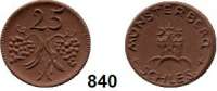 P O R Z E L L A N M Ü N Z E N,S T Ä D T E M Ü N Z E N Münsterberg 25 Pfennig o.J.(1920) braun.  Gipsform.  Menzel 18133.7