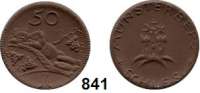 P O R Z E L L A N M Ü N Z E N,S T Ä D T E M Ü N Z E N Münsterberg 50 Pfennig o.J.(1920) braun.  Gipsform.  Seitenfenster nicht geteilt.  Menzel 18133.12
