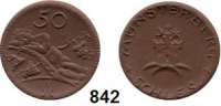 P O R Z E L L A N M Ü N Z E N,S T Ä D T E M Ü N Z E N Münsterberg 50 Pfennig o.J.(1920) braun.  Gipsform.  Mit geteiltem Seitenfenster.  Menzel 18133.12