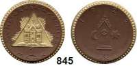 P O R Z E L L A N M Ü N Z E N,S T Ä D T E M Ü N Z E N Münsterberg 1 Mark 1922 braun, Rand, Dreieck und Strahlenbündel gold.  Menzel 18133.21.