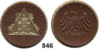 P O R Z E L L A N M Ü N Z E N,S T Ä D T E M Ü N Z E N Münsterberg 2 Mark o.J. (1922) braun, Dreieck und Strahlenbündel gold.  Menzel 18133.27.