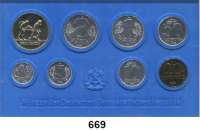 Deutsche Demokratische Republik,K U R S S Ä T Z E  Minisatz 1984.  1 Pfennig bis 2 Mark und Medaille 