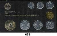 Deutsche Demokratische Republik,K U R S S Ä T Z E  Minisatz 1985.  1 Pfennig bis 2 Mark und Medaille 