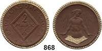 P O R Z E L L A N M Ü N Z E N,S T Ä D T E M Ü N Z E N Weixdorf-Lausa 2 Mark 1921 braun, Rand und Wellen gold.  Menzel 26467.21.
