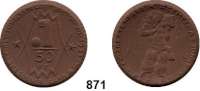 P O R Z E L L A N M Ü N Z E N,F I R M E N M Ü N Z E N Erfurt 50 Pfennig 1921 braun.  Gipsform.  Reemtsma & Söhne.  Menzel 6646.1.