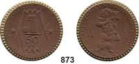 P O R Z E L L A N M Ü N Z E N,F I R M E N M Ü N Z E N Erfurt 50 Pfennig 1922 braun mit Goldrand.  Reemtsma & Söhne.  Menzel 6645.2.