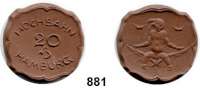 P O R Z E L L A N M Ü N Z E N,F I R M E N M Ü N Z E N Hamburg 20 Pfennig o.J.(1920) braun.  Gipsform.  Hochbahn.  Menzel 10551.1.