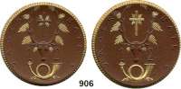 P O R Z E L L A N M Ü N Z E N,SPENDENMÜNZEN VON VERBÄNDEN UND VEREINEN Dresden 10 Mark o.J.(1921) braun.  Jäger-Bataillon Nr. 12.  Scheuch 361.a, b, d, e, k, ?(wie k, aber zusätzlich das Kreuz gold).  LOT. 6 Stück.