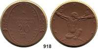 P O R Z E L L A N M Ü N Z E N,SPENDENMÜNZEN VON VERBÄNDEN UND VEREINEN Leipzig 20 Mark 1922 braun mit Goldrand.  Gipsform.   Deutsche Kinderhilfe.