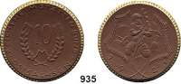 P O R Z E L L A N M Ü N Z E N,SPENDENMÜNZEN VON VERBÄNDEN UND VEREINEN Ostsachsen 10 Mark 1921 braun mit Golddekor.  Gipsform.  Reichsheimstättenbund.