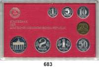Deutsche Demokratische Republik,K U R S S Ä T Z E  Kurssatz 1988.  1 Pfennig bis 5 Mark Brandenburger Tor.