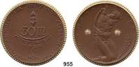 P O R Z E L L A N M Ü N Z E N,Spendenmünzen in Markwertung Berlin 30 Mark 1922 braun, Rand und die beiden zwölfstrahligen Sterne gold.  Wirtschaftshilfe der Deutschen Studentenschaft.