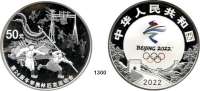 AUSLÄNDISCHE MÜNZEN,China Volksrepublik seit 1949 50 Yuan 2022 (Silber, 150g).  XXIV. Olympische Winterspiele in Beijing.  Im Originaletui mit Zertifikat.