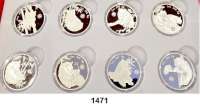 AUSLÄNDISCHE MÜNZEN,Tristan da Cunha  1 Pfund 2023 (Silberunze).  Set - Lucky Panda.  LOT. 8 Stück.  Im Originaletui mit Zertifikat.