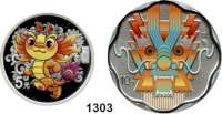 AUSLÄNDISCHE MÜNZEN,China Volksrepublik seit 1949 5 und 10 Yuan 2024 (Farbmünzen).  Jahr des Drachen.  LOT. 2 Stück.  Im Originaletui mit Zertifikat.