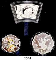 AUSLÄNDISCHE MÜNZEN,China Volksrepublik seit 1949 5 Yuan und 10 Yuan(2) 2023.  Lunar - Jahr des Hasen.  SATZ. 3 Stück.  Im Originaletui mit Zertifikat.
