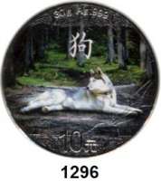 AUSLÄNDISCHE MÜNZEN,China Volksrepublik seit 1949 10 Yuan 2018 (Silberunze, Farbmünze).  Panda mit Farbdarstellung 