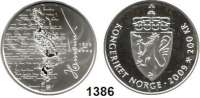 AUSLÄNDISCHE MÜNZEN,Norwegen Harald V. 1991 - 200 Kronen 2009.  150. Geburtstag von Knut Hamsun.  Schön 136.  KM 481.
