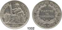 AUSLÄNDISCHE MÜNZEN,Französisch Indo-China  1 Piaster 1900 A.  Schön 14 a.  KM 5 a.1.