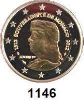 AUSLÄNDISCHE MÜNZEN,E U R O  -  P R Ä G U N G E N Monaco 2 Euro 2012.  500. Jahrestag der Unabhängigkeit Monacos.  Schön 81.  KM 199.  Im Originaletui mit Zertifikat.
