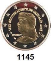 AUSLÄNDISCHE MÜNZEN,E U R O  -  P R Ä G U N G E N Monaco 2 Euro 2012.  500. Jahrestag der Unabhängigkeit Monacos.  Schön 81.  KM 199.  Im Originaletui mit Zertifikat.