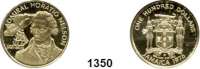 AUSLÄNDISCHE MÜNZEN,Jamaika  100 Dollars 1976 (7,04g FEIN).  Bedeutende Seefahrer - Horatio Nelson.  Schön 41.  KM 72.  Fb. 8.  GOLD.
